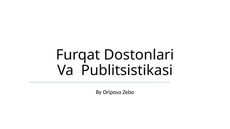 Furqat Dostonlari Va Publitsistikasi 1