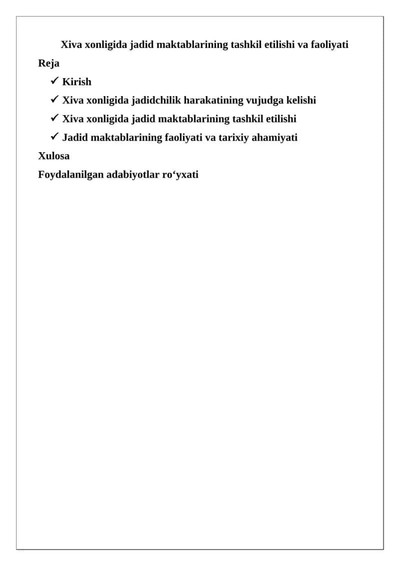 Xiva xonligida jadid maktablarining tashkil etilishi va faoliyati 1