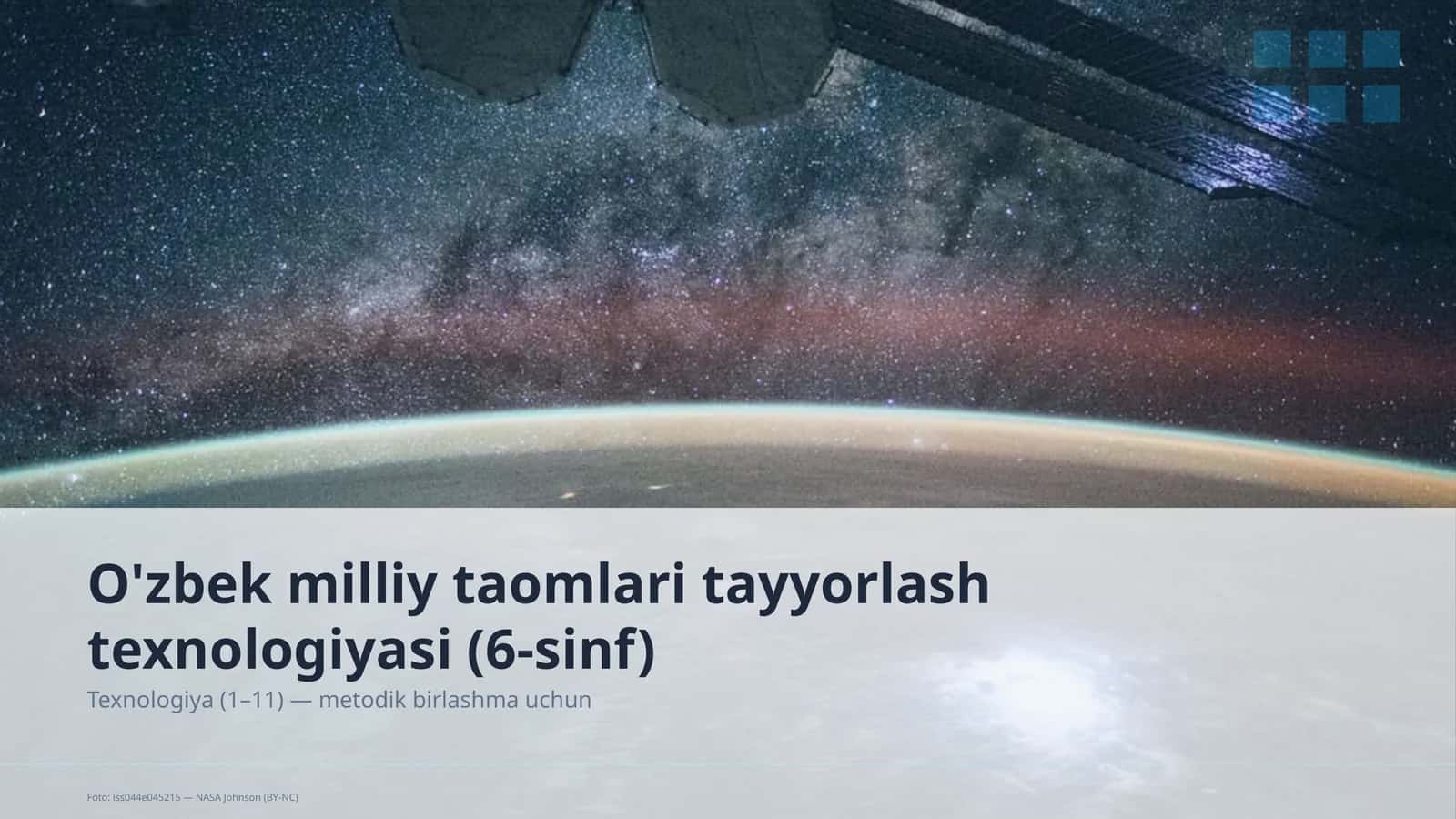 O'zbek milliy taomlari tayyorlash texnologiyasi (6-sinf) 1