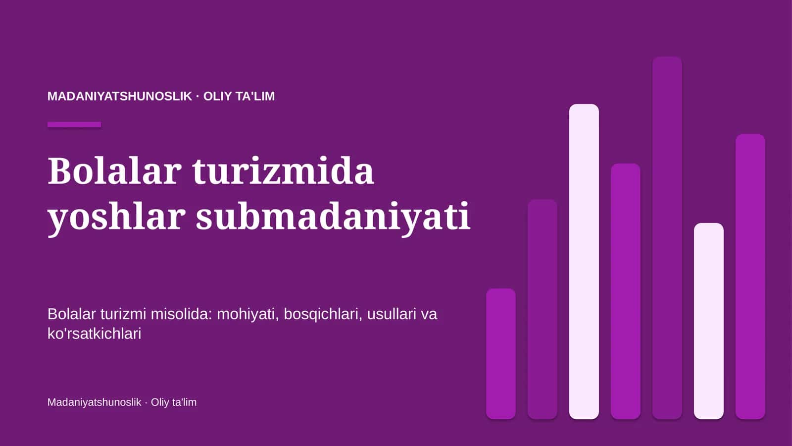 Bolalar turizmida yoshlar submadaniyati 1