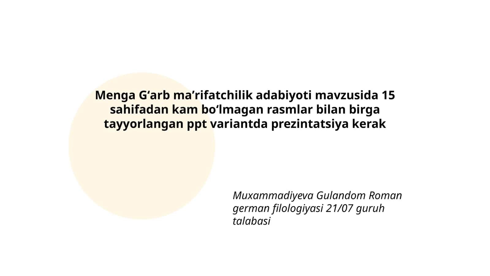 Menga Gʻarb maʼrifatchilik adabiyoti prezintatsiya 1