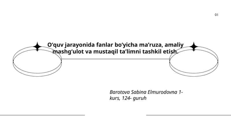 Oʻquv jarayonida fanlar boʻyicha maʼruza, amaliy mashgʻulot va mustaqil taʼlimni tashkil etish 1