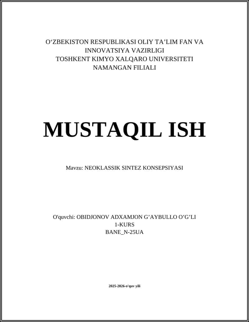 NEOKLASSIK SINTEZ KONSEPSIYASI 1