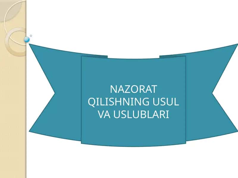 Nazorat qilishning usul va uslublari 1