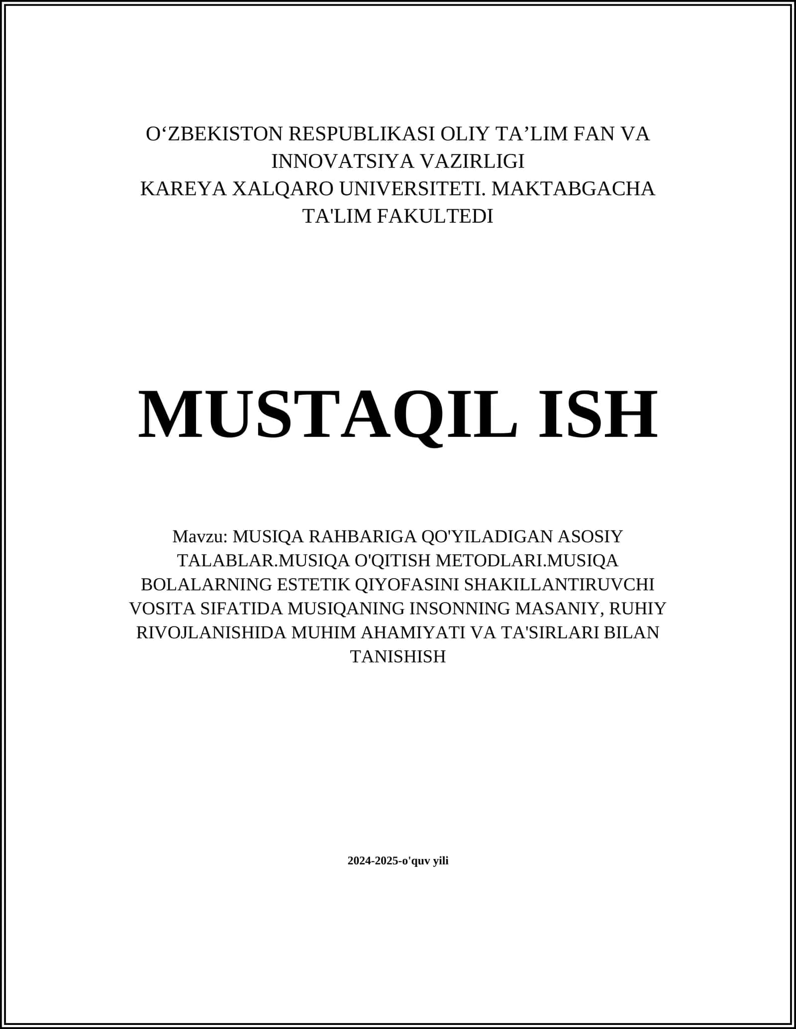 Musiqa Rahbariga Qo'yiladigan Asosiy Talablar 1