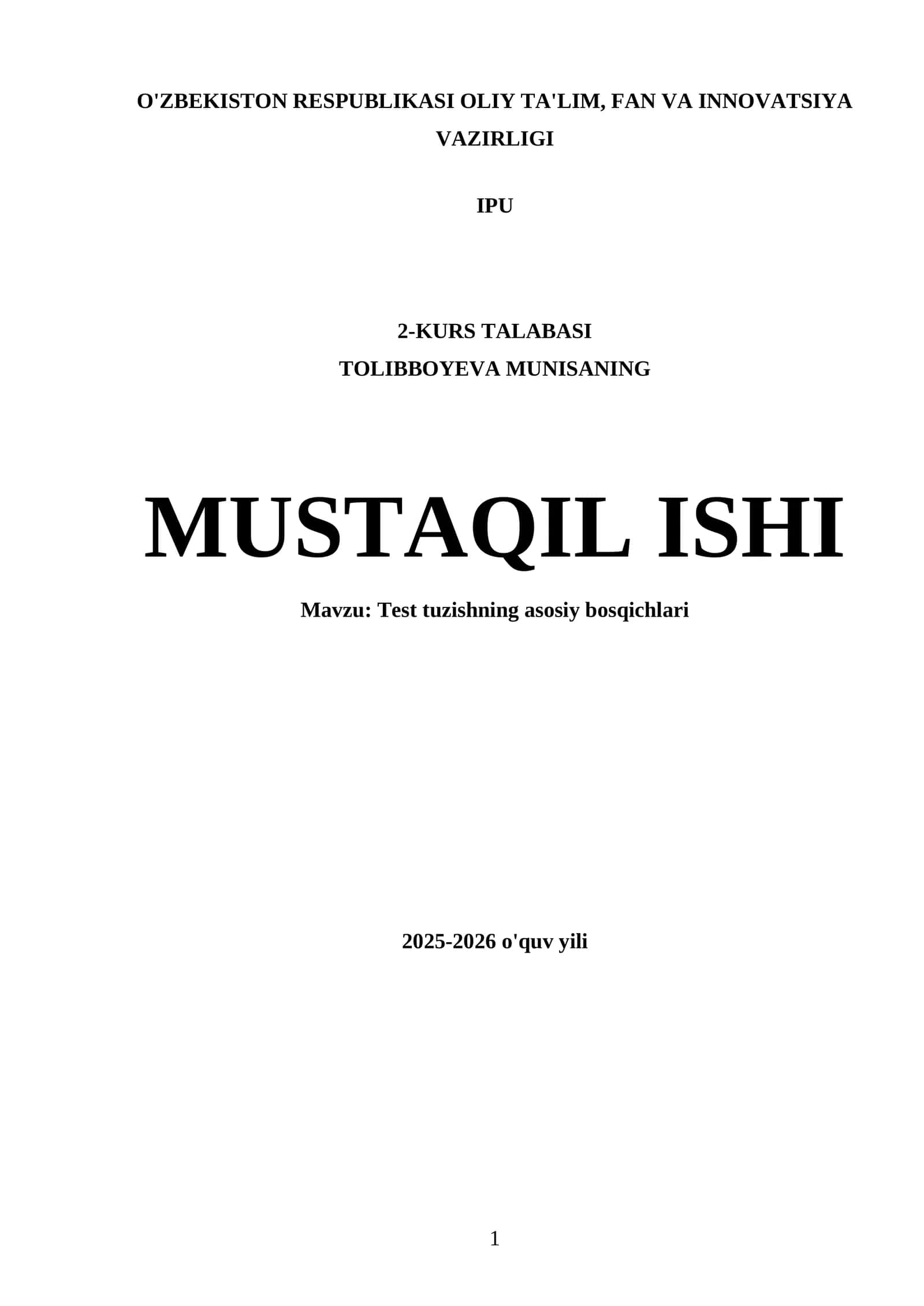 Tеst tuzishning asosiy bosqichlari 1