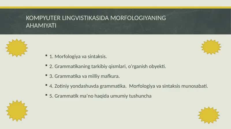 Kompyuter Lingvistikasida Morfologiyani o'rganish metodikasi 1