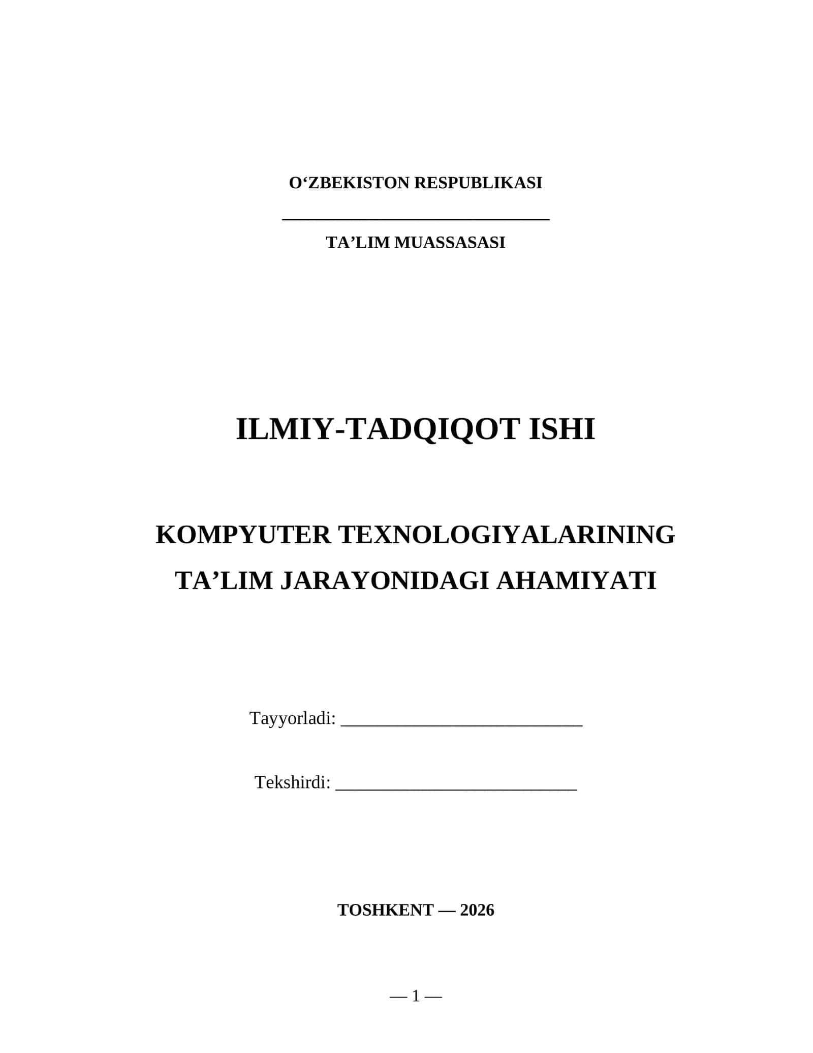KOMPYUTER TEXNOLOGIYALARINING TA’LIM JARAYONIDAGI AHAMIYATI 1