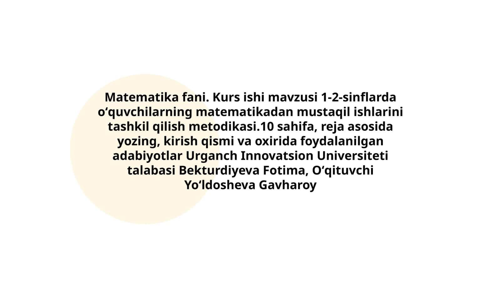 Matematika fani. Kurs ishi mavzusi 1