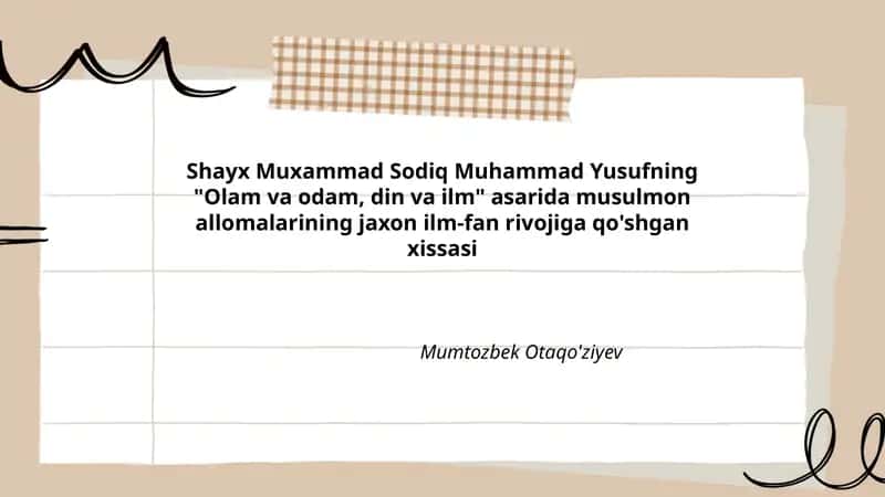 Olam va odam, din va ilm 1