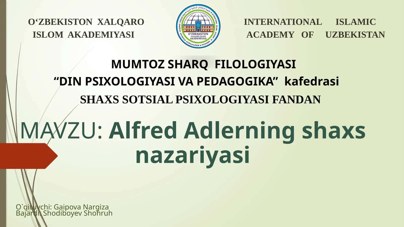 Alfred Adlerning shaxs nazariyasi 1