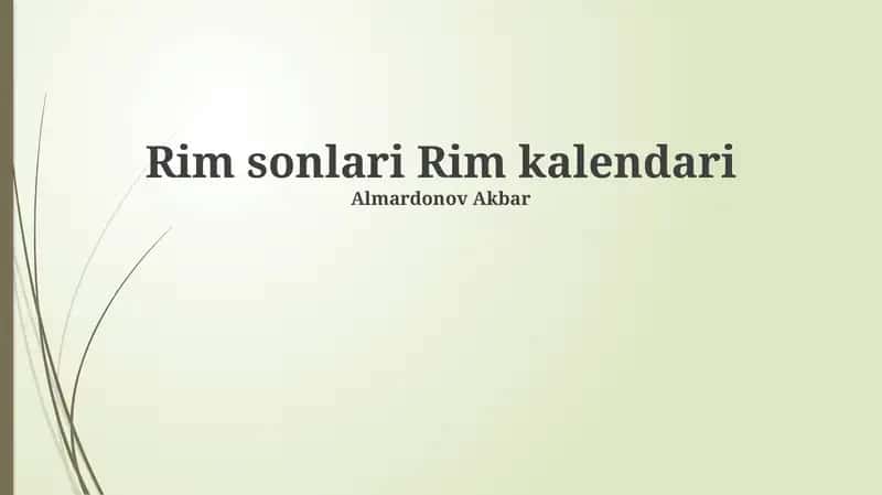 Rim sonlari Rim kalendari 1