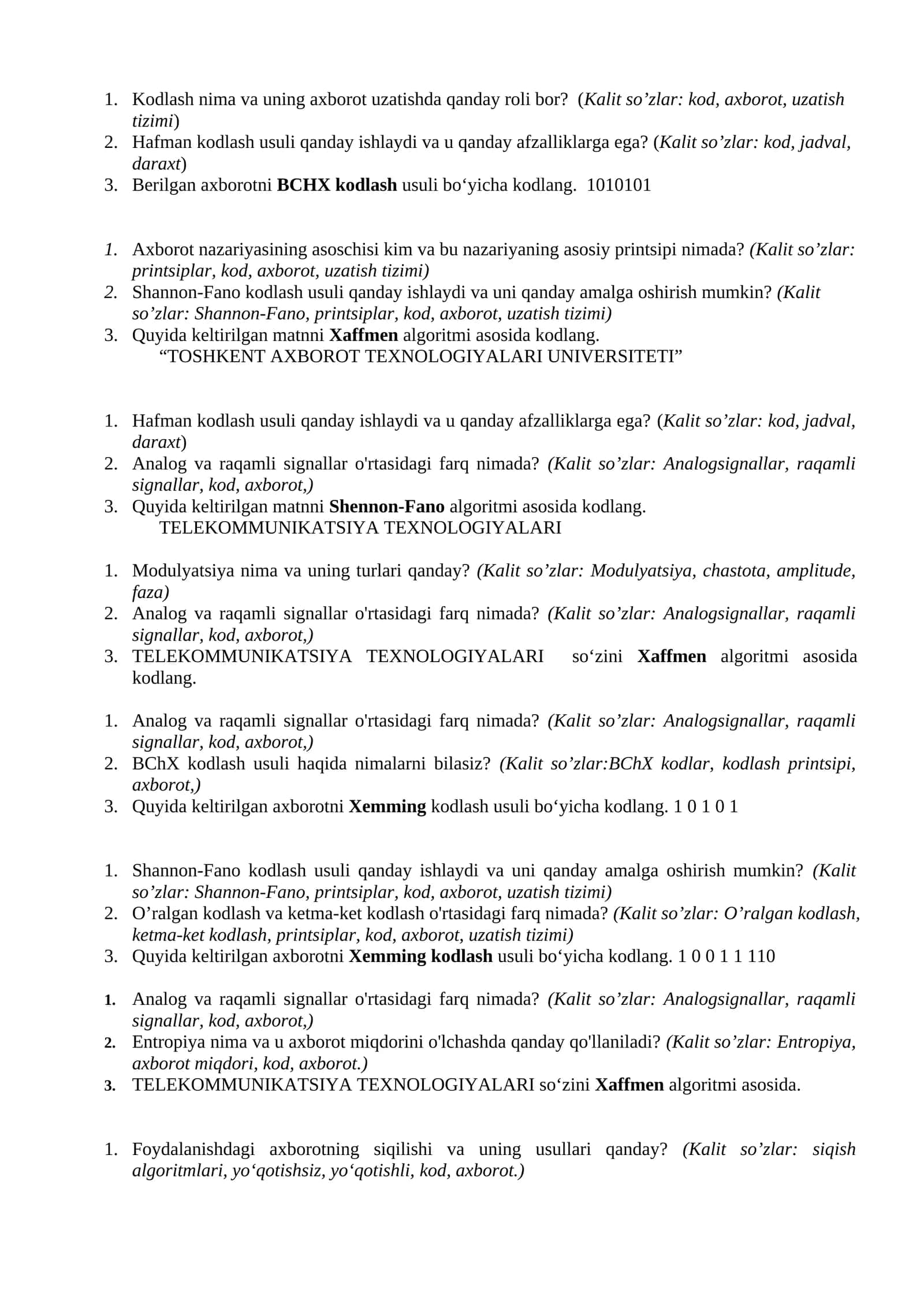 Hafman kodlash usuli 1