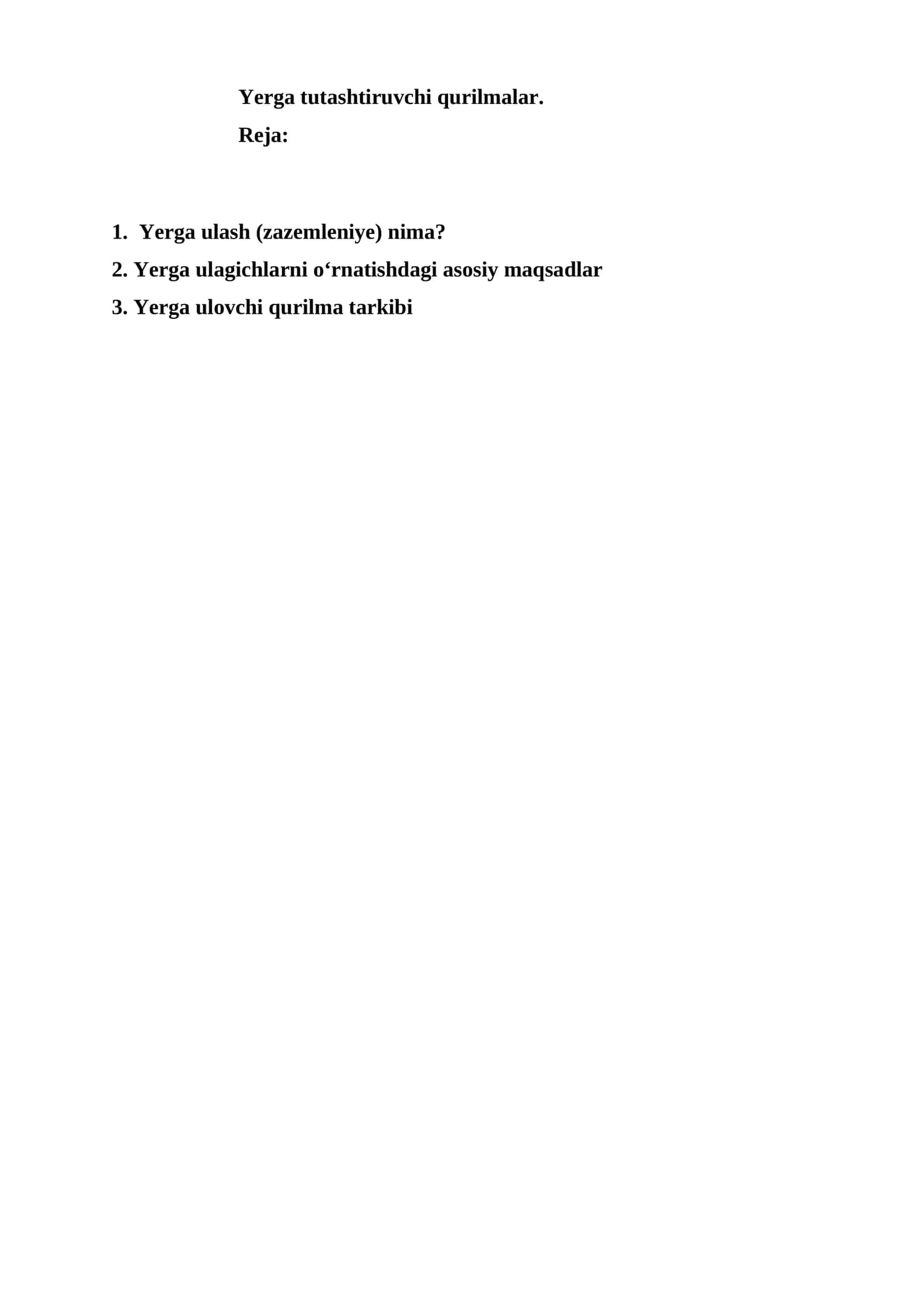 Yerga tutashtiruvchi qurilmalar 1