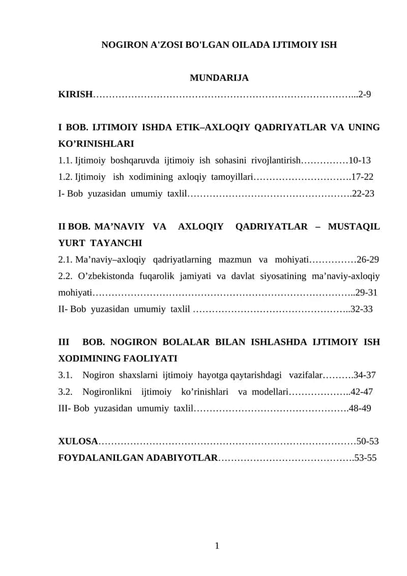 NOGIRON A'ZOSI BO'LGAN OILADA IJTIMOIY ISH 1