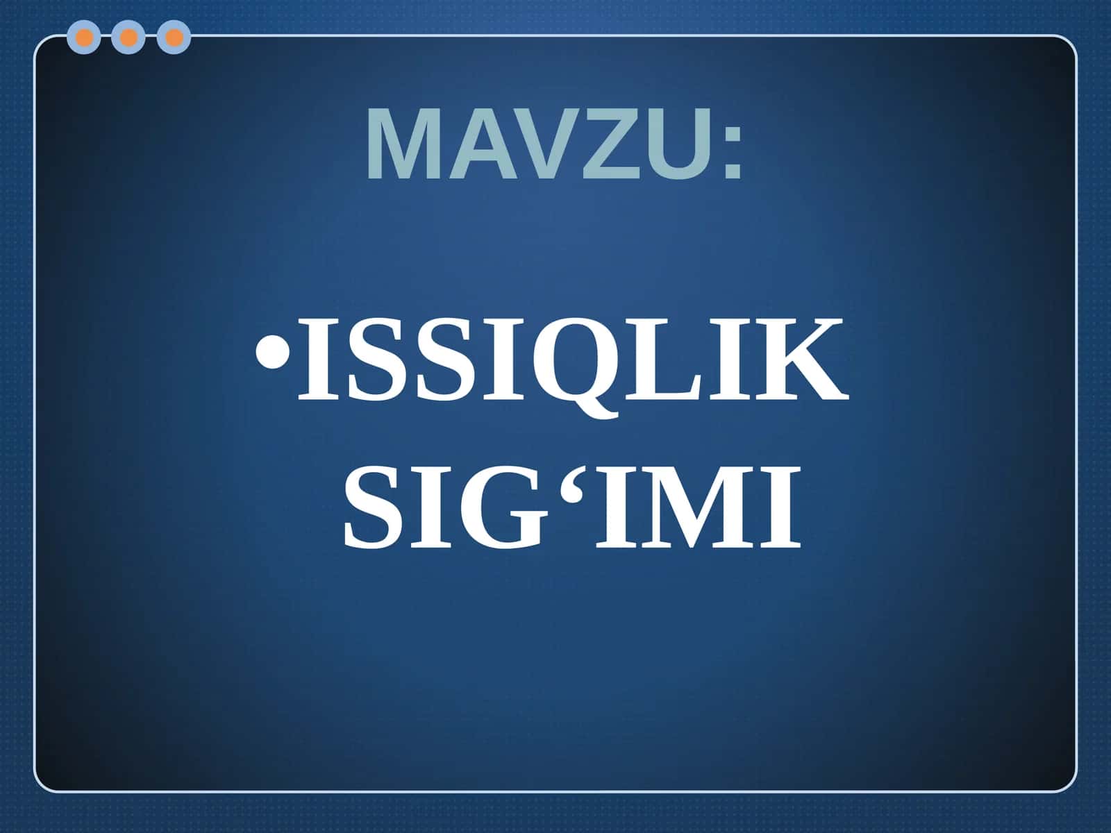 Issiqlik sigʻimi 1