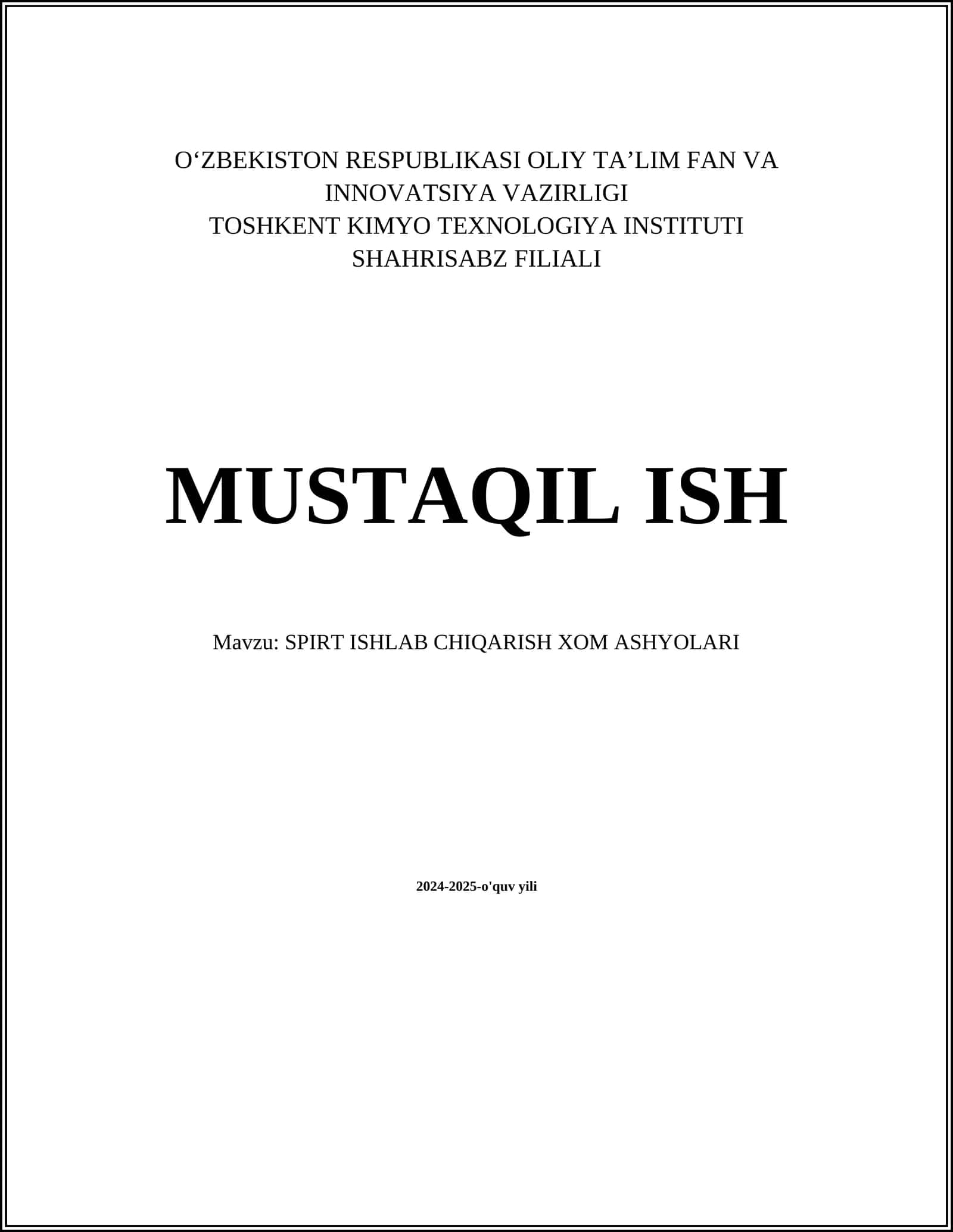 SPIRT ISHLAB CHIQARISH XOM ASHYOLARI 1