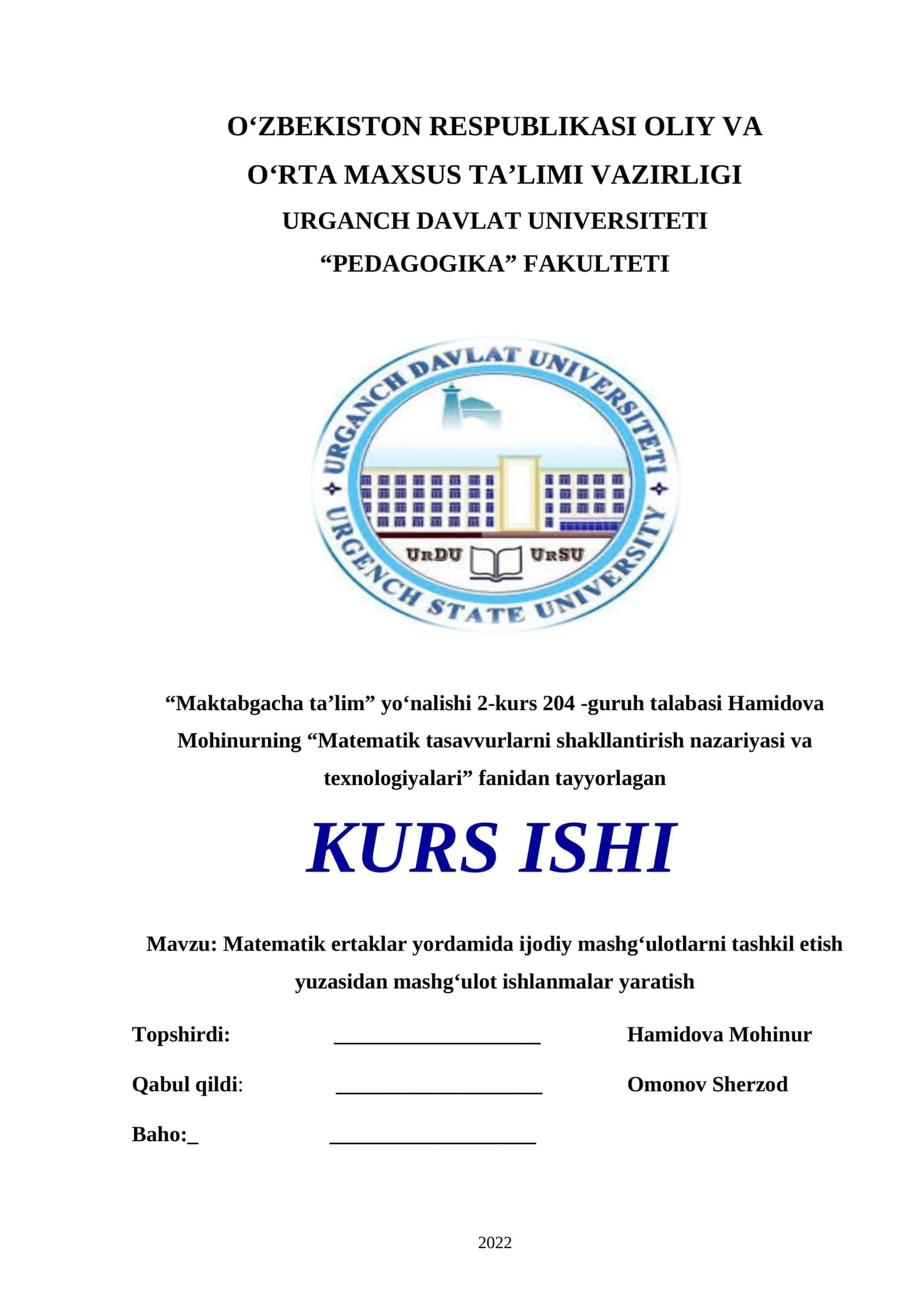 Matematik tasavvurlarni shakllantirish nazariyasi va texnologiyalari 1