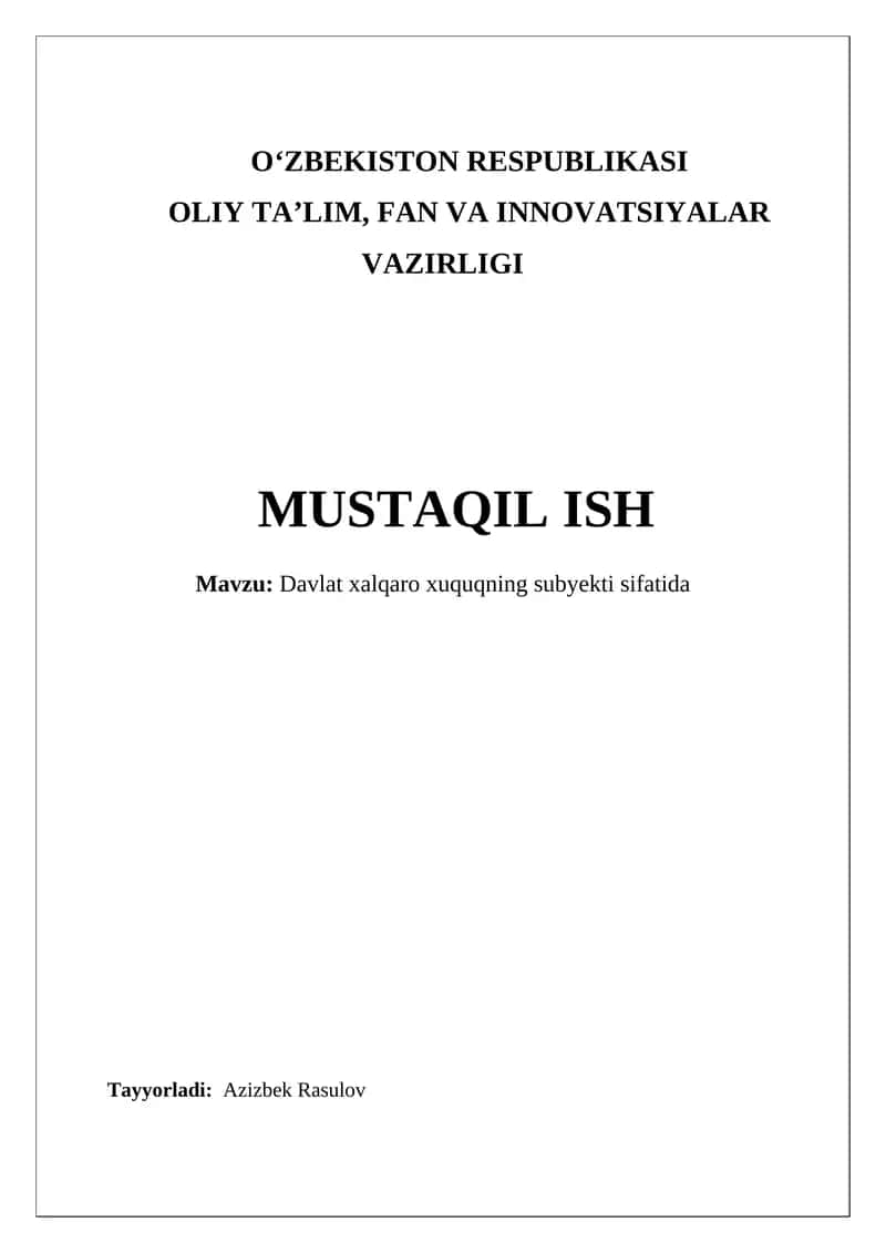Davlat xalqaro xuquqning subyekti sifatida 1