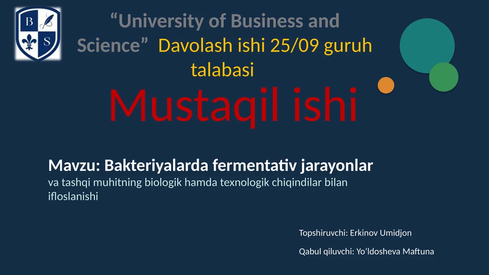 Bakteriyalarda fermentativ jarayonlar 1