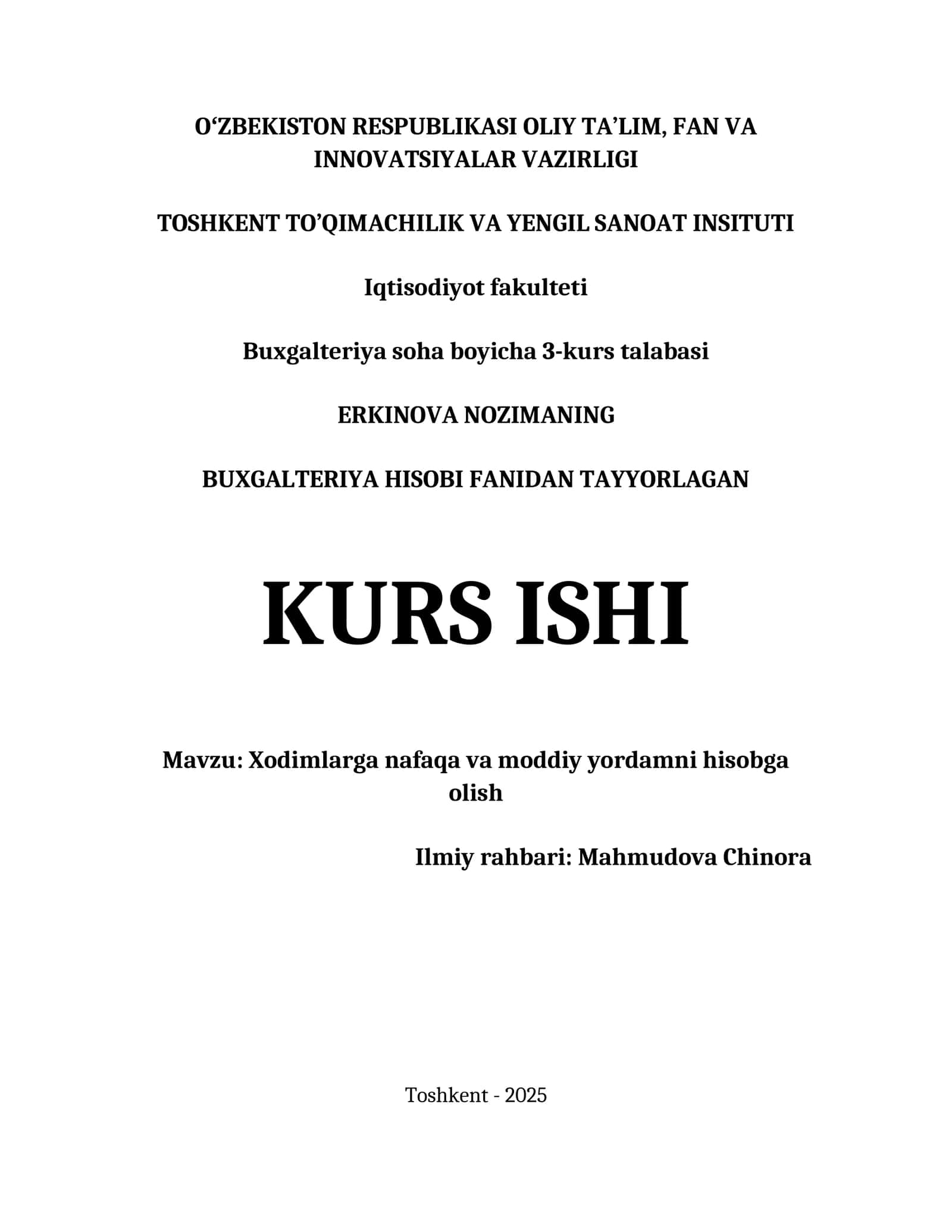 Xodimlarga nafaqa va moddiy yordamni hisobga olish 1