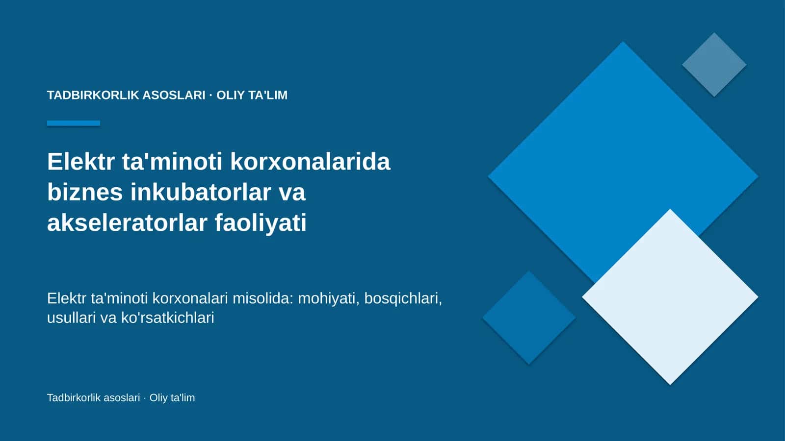 elektr ta'minoti korxonalarida biznes inkubatorlar va akseleratorlar faoliyati 5633 1