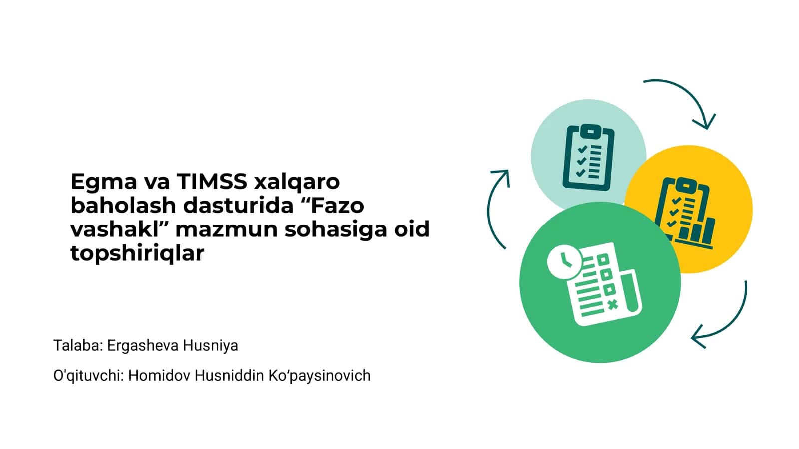Egma va TIMSS xalqaro baholash dasturida “Fazo vashakl” mazmun sohasiga oid topshiriqlar 1