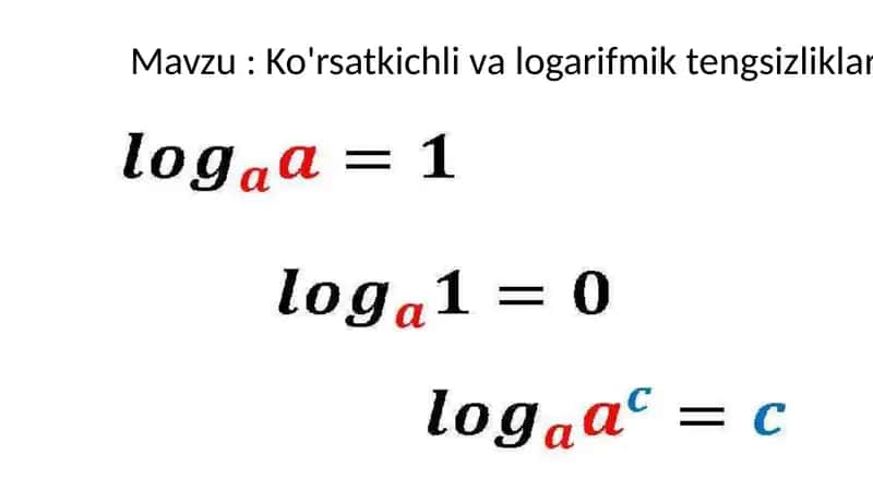 Ko'rsatkichli va logarifmik tengsizliklar 1