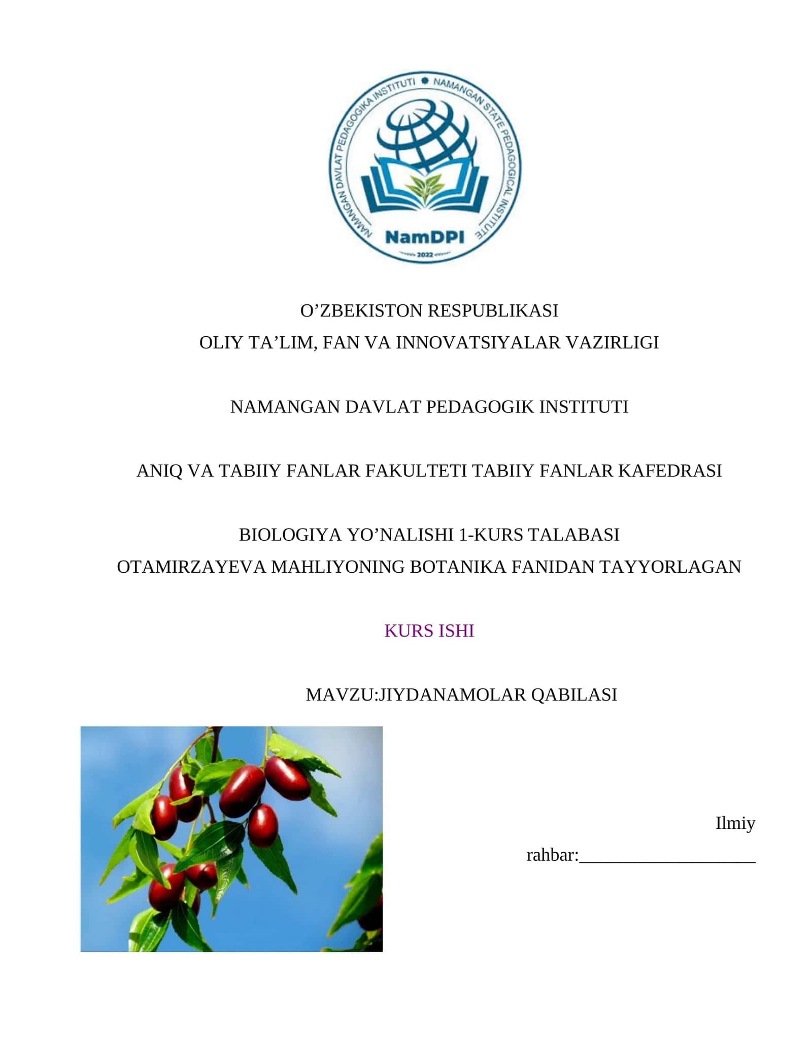 Jiydanamolar qabilasi biooli 1