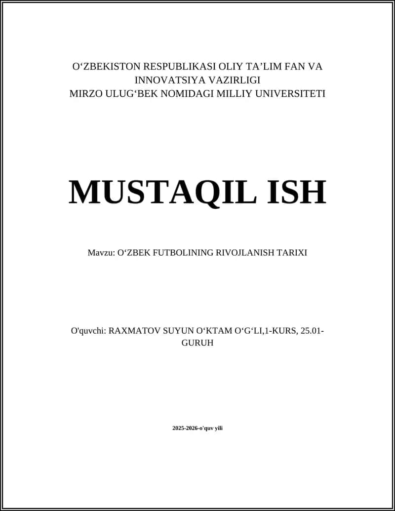 Oʻzbek futbolining rivojlanish tarixi 1