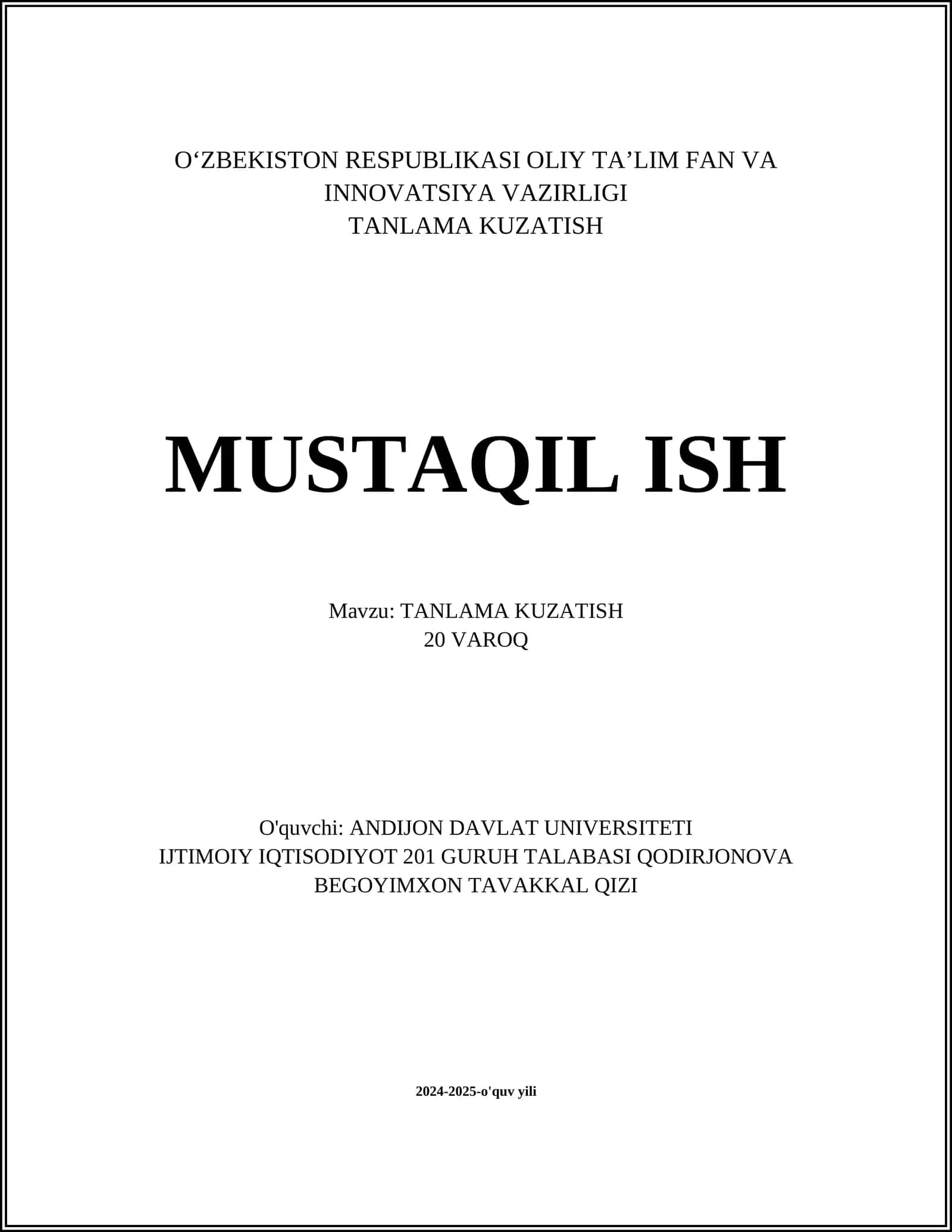 TANLAMA KUZATISH 1