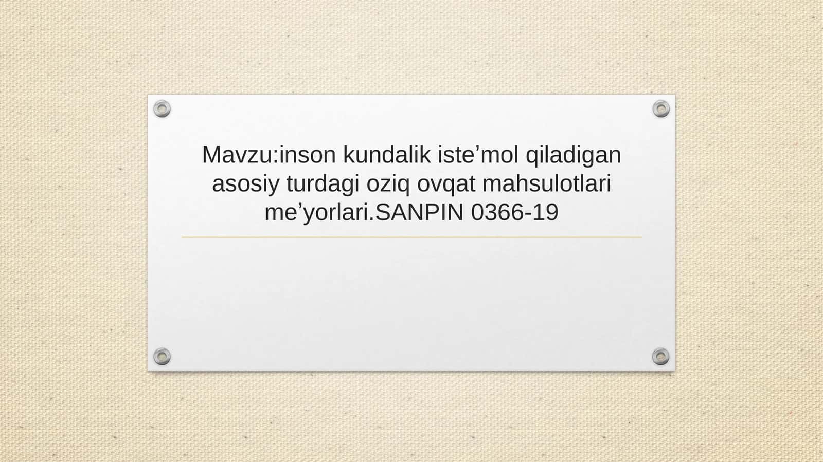 Ovqatlanish va SANPIN 0366-19 1