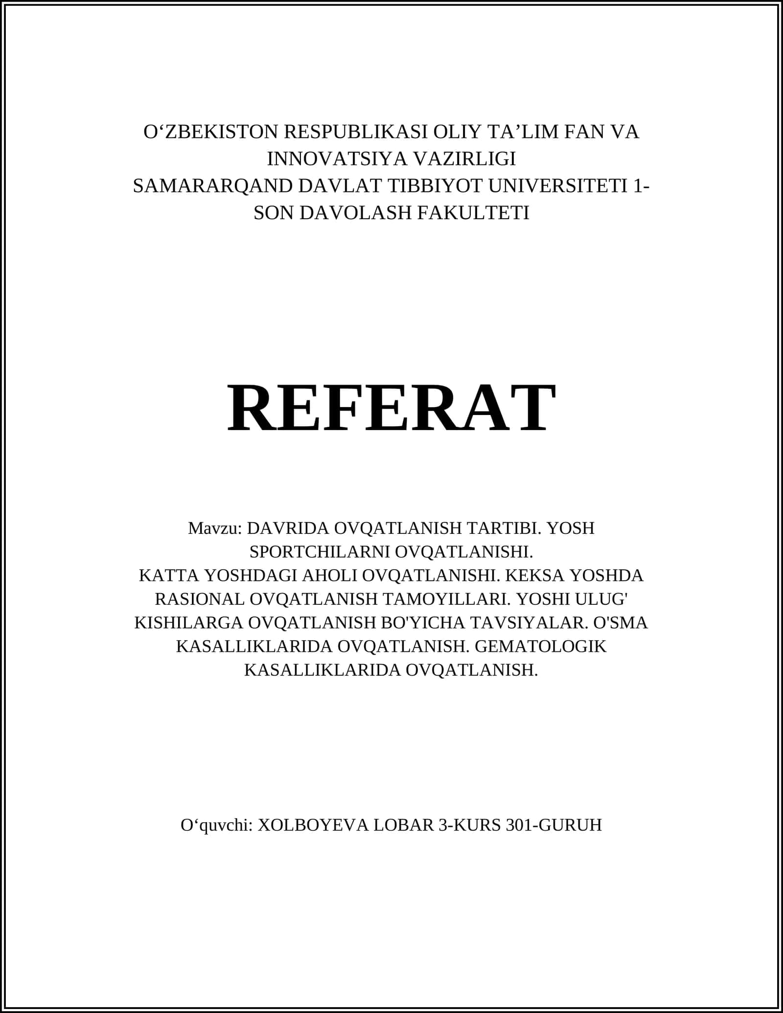 DAVRIDA OVQATLANISH TARTIBI 1