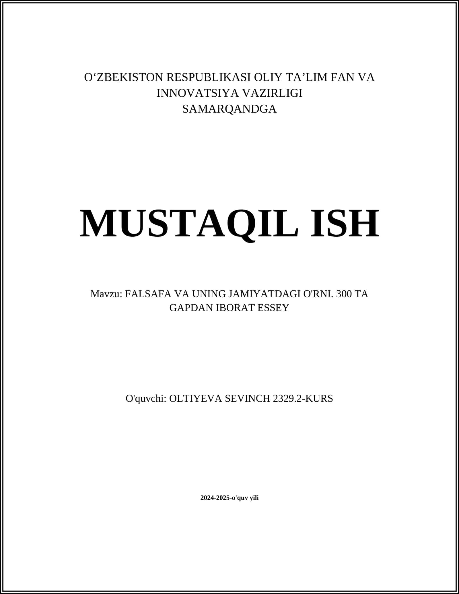 FALSAFA VA UNING JAMIYATDAGI O'RNI 1