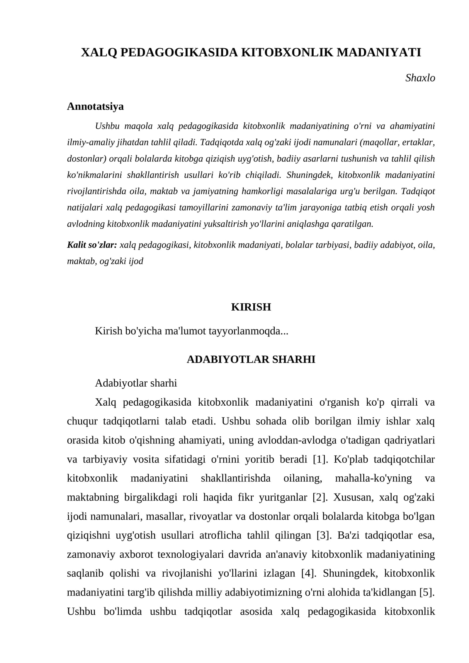 XALQ PEDAGOGIKASIDA KITOBXONLIK MADANIYATI 1