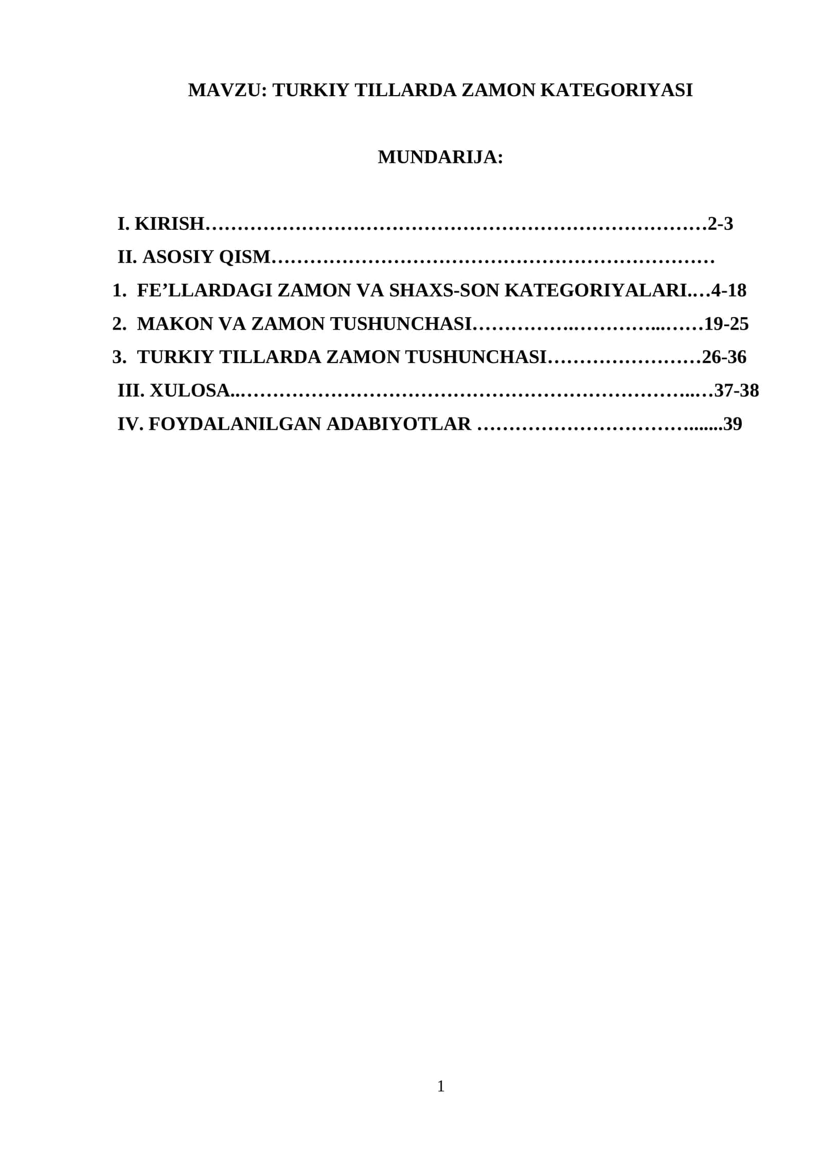 TURKIY TILLARDA ZAMON KATEGORIYASI 1