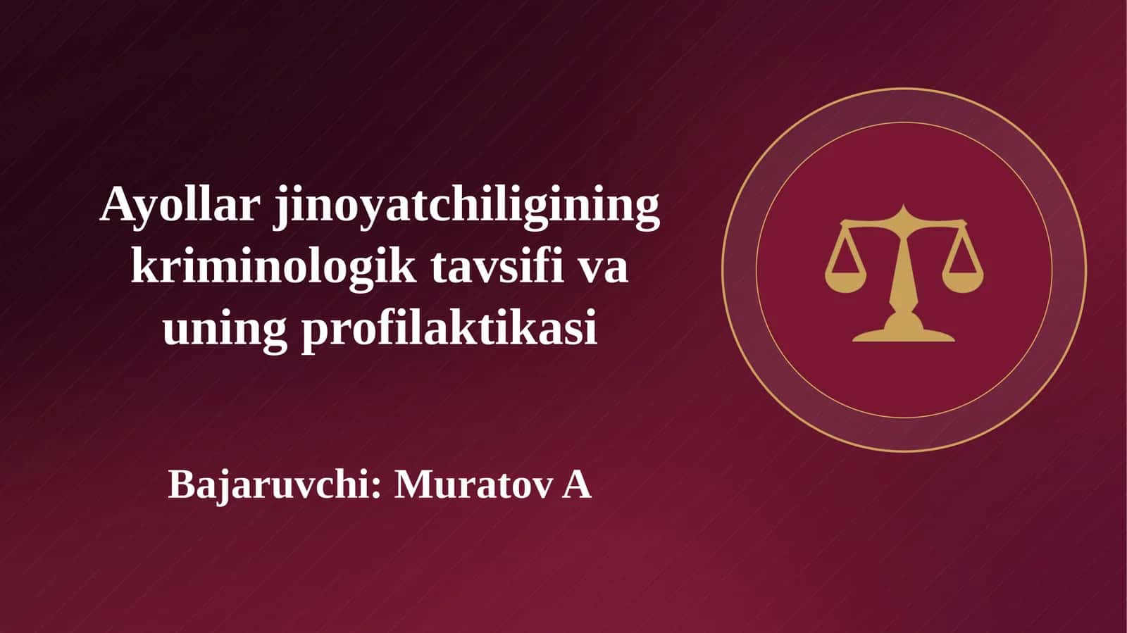 Ayollar jinoyatchiligining kriminologik tavsifi va uning profilaktikasi 1