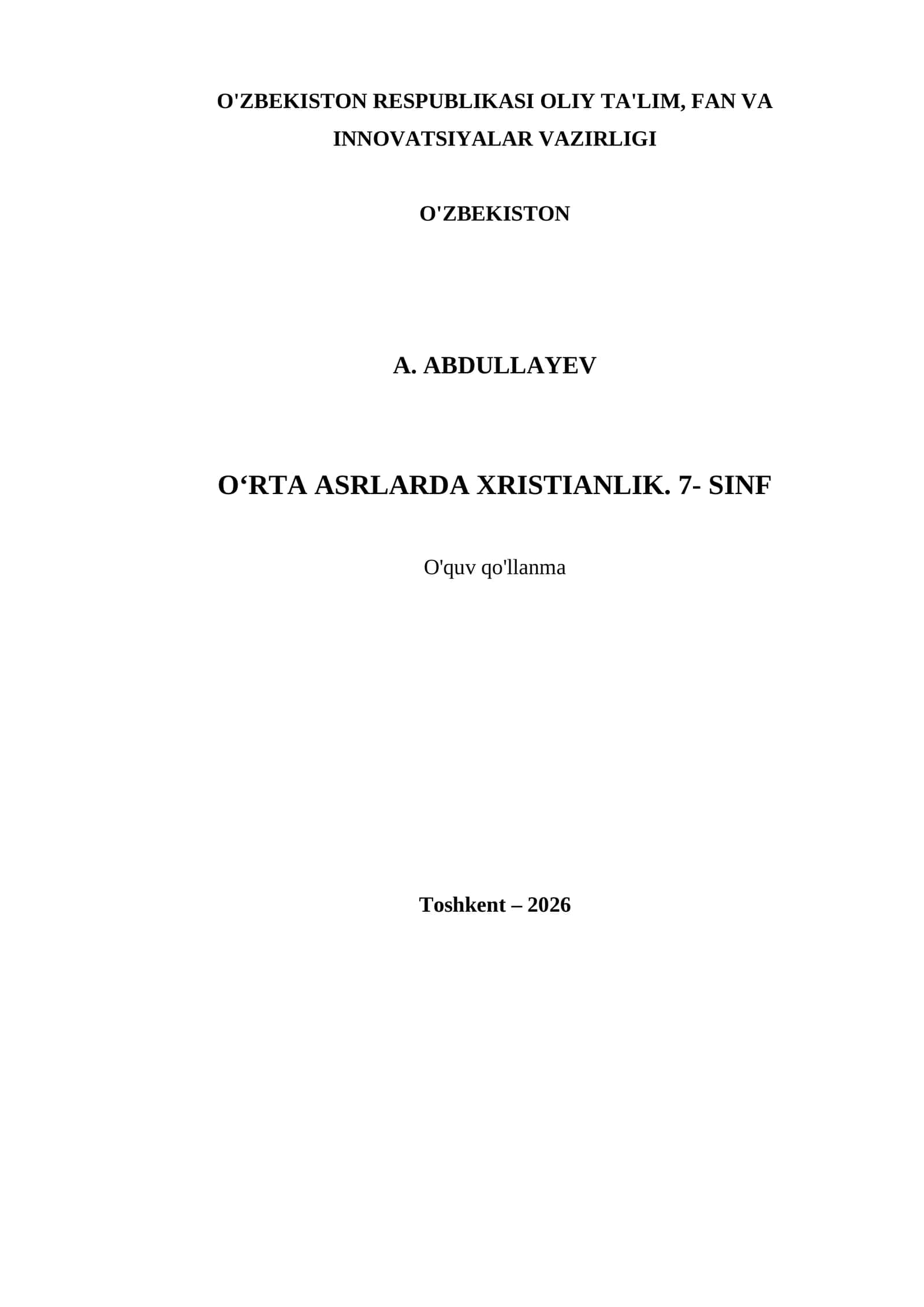 O‘RTA ASRLARDA XRISTIANLIK. 7- SINF 1