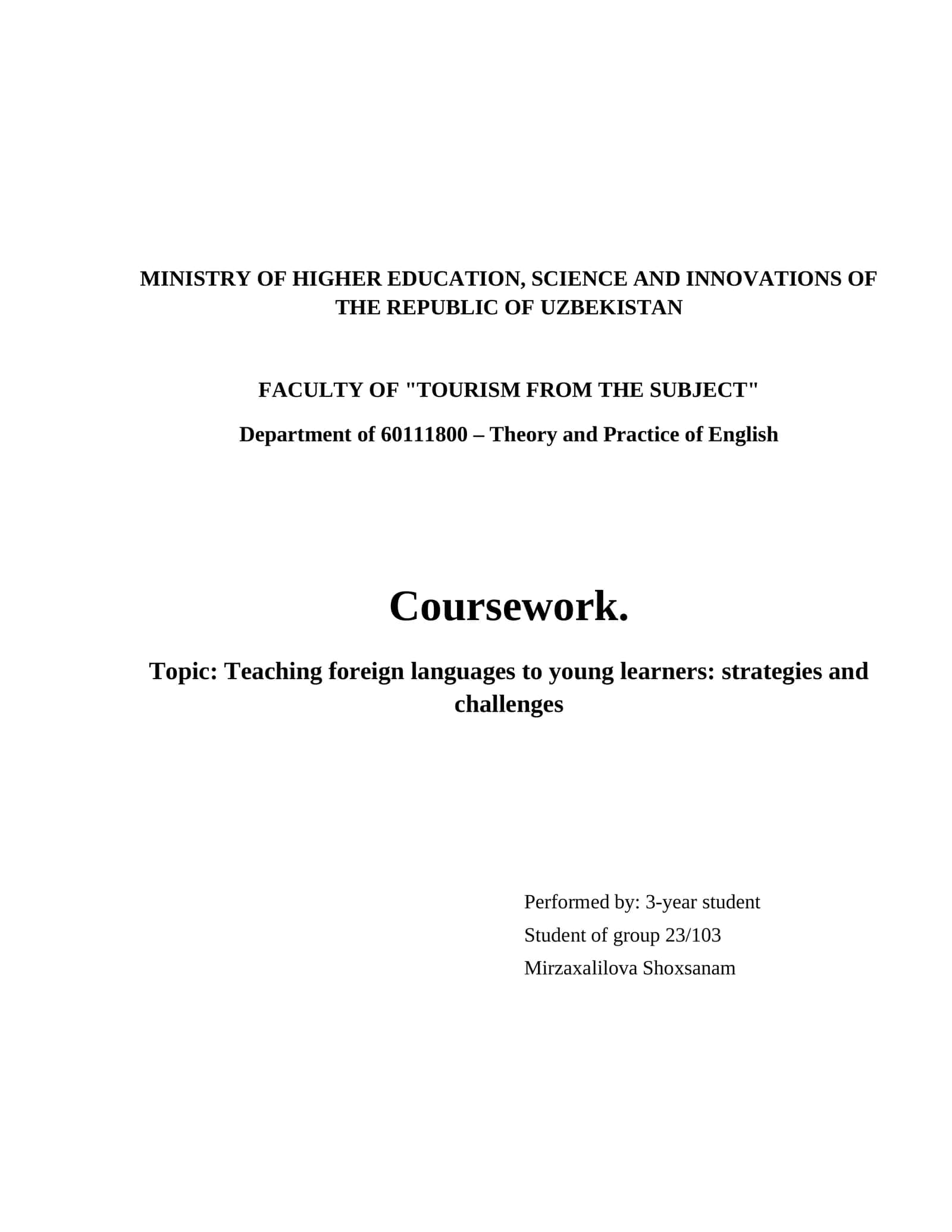 Teaching foreign languages to young learners: strategies and challenges 1