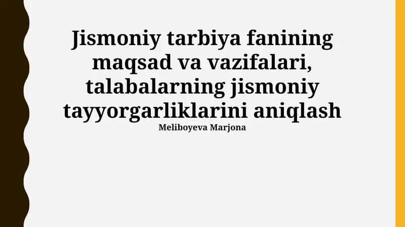 Jismoniy Tarbiya Fanining Maqsad va Vazifalari 1
