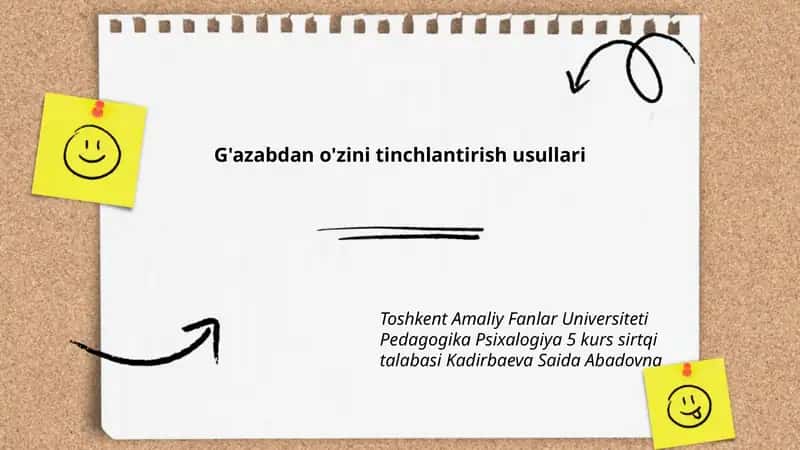 G'azabdan o'zini tinchlantirish usullari 1