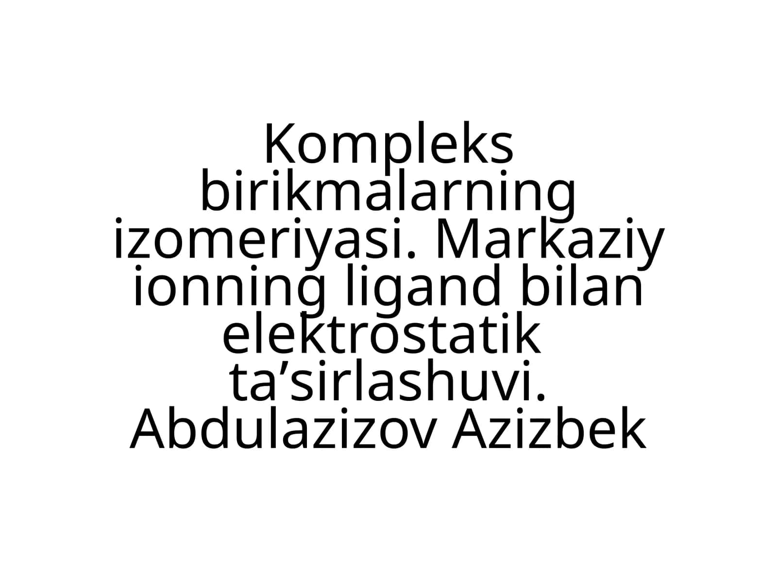 Kompleks birikmalar izomeriyasi 1