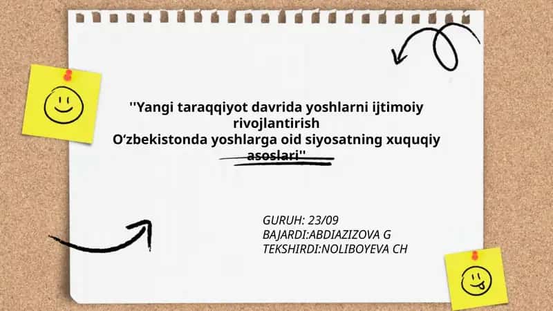 Yangi taraqqiyot davrida yoshlarni ijtimoiy rivojlantirish O‘zbekistonda yoshlarga oid siyosatning xuquqiy asoslari 1
