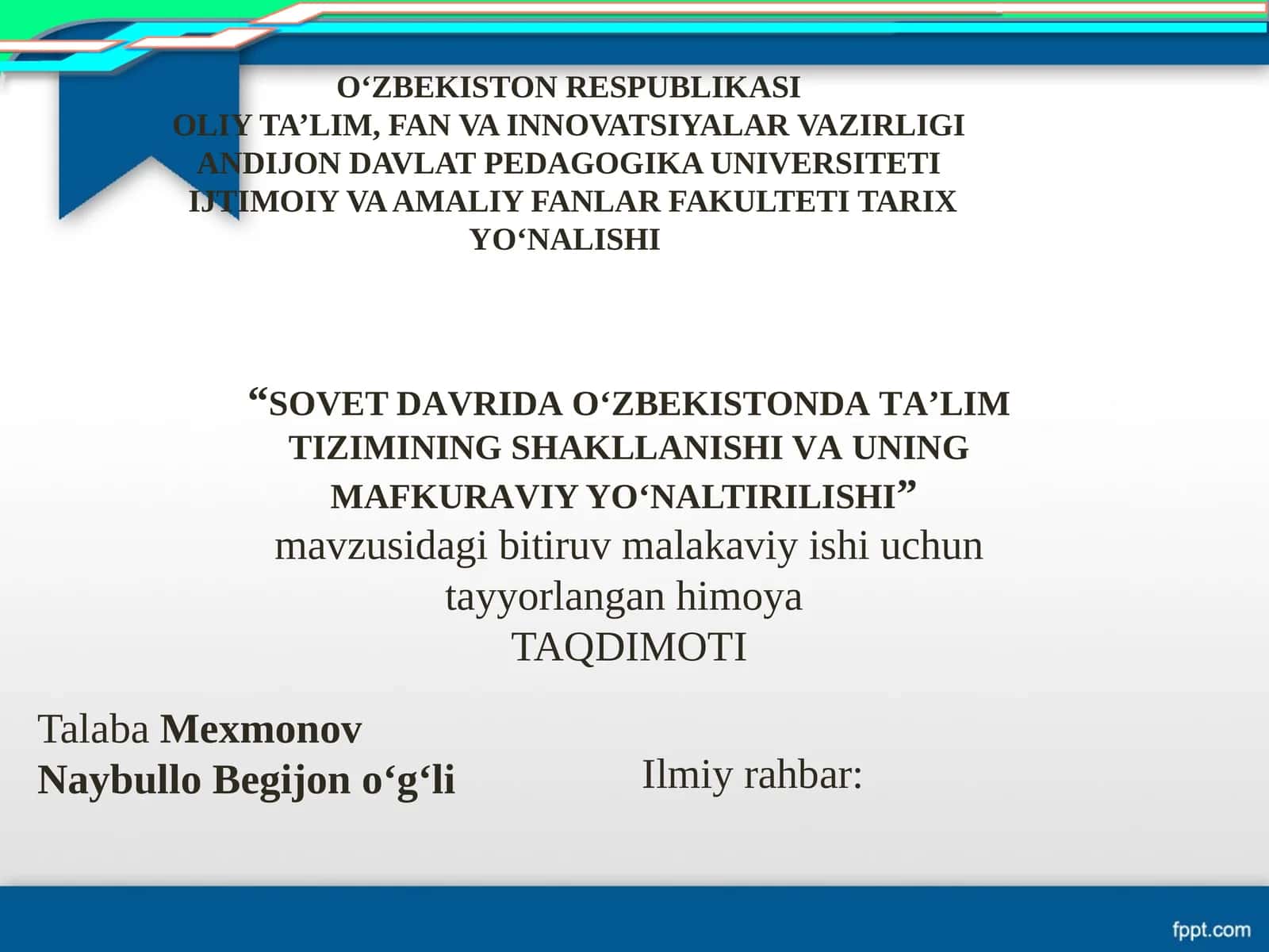 Bitiruvmalakaviyish himoya 1