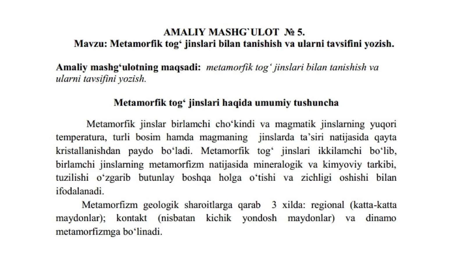 Metamorfik tog' jinslari 1