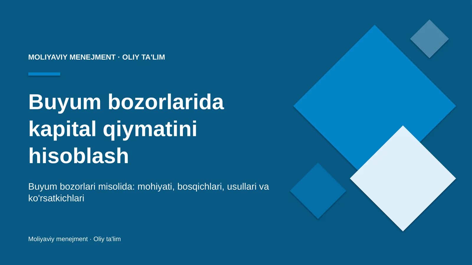 Buyum bozorlarida kapital qiymatini hisoblash 1