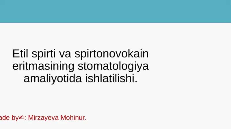 Etil spirti va spirtonovokain eritmasi 1
