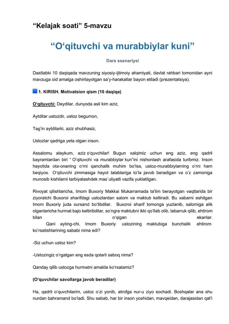 O‘qituvchi va murabbiylar kuni 1