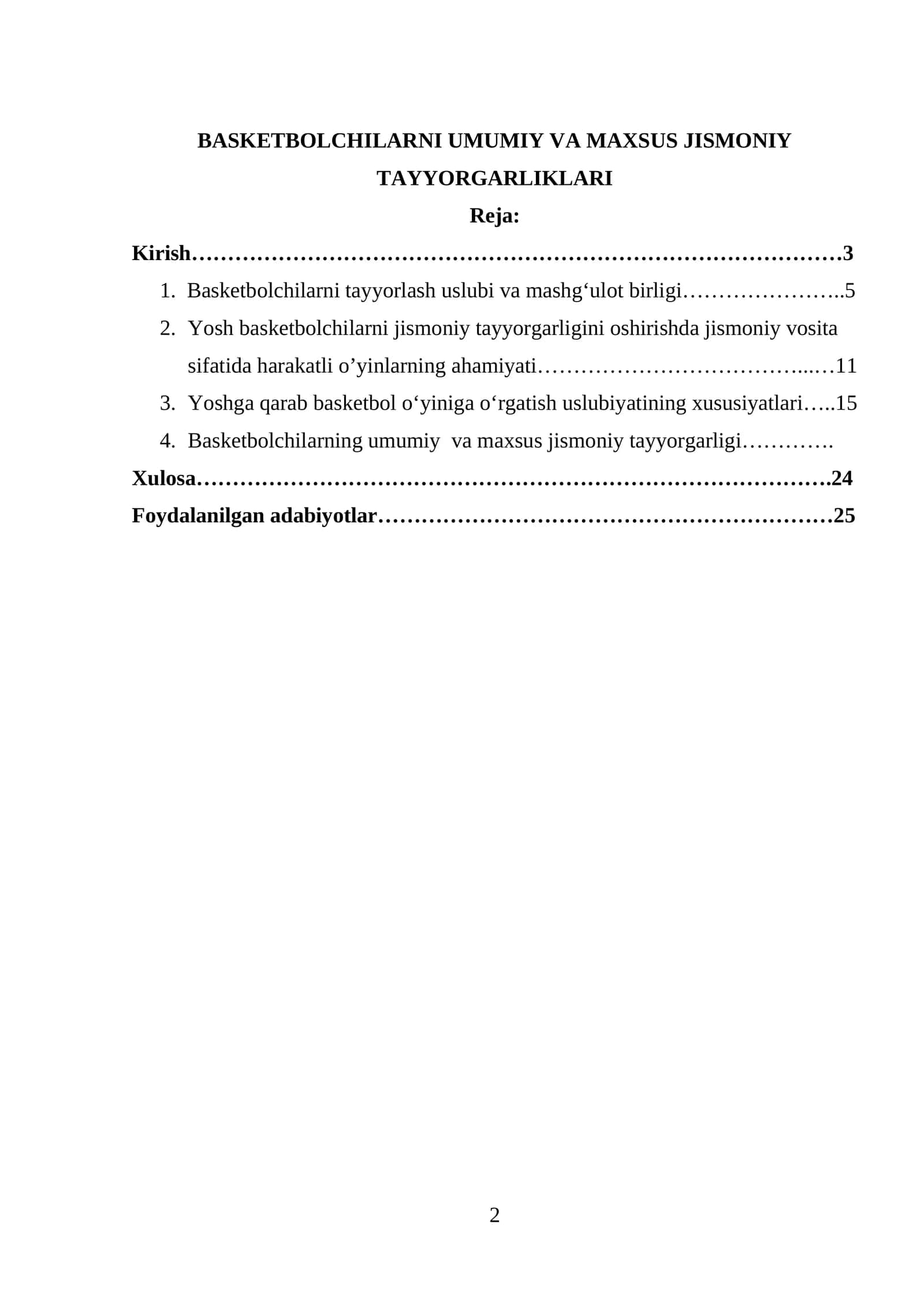 BASKETBOLCHILARNI UMUMIY VA MAXSUS JISMONIY TAYYORGARLIKLARI 1