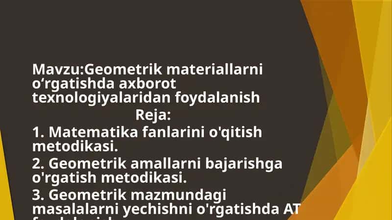 Geometrik materiallarni oʻrgatishda axborot texnologiyalaridan foydalanish 1